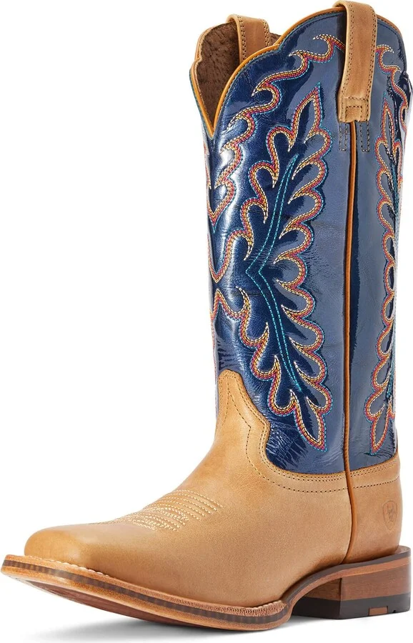 ARIAT Womens Darbie Western Boot Flaxen/Navy Patent 6