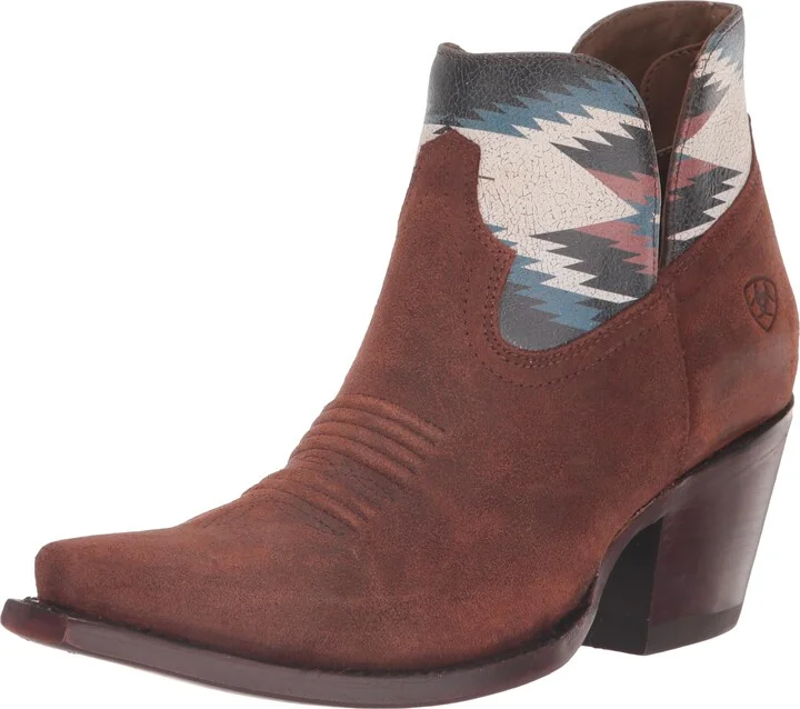 ARIAT Women's Hazel Chimayo Western Boot - Terracotta Roughout/Arroyo Chocolate