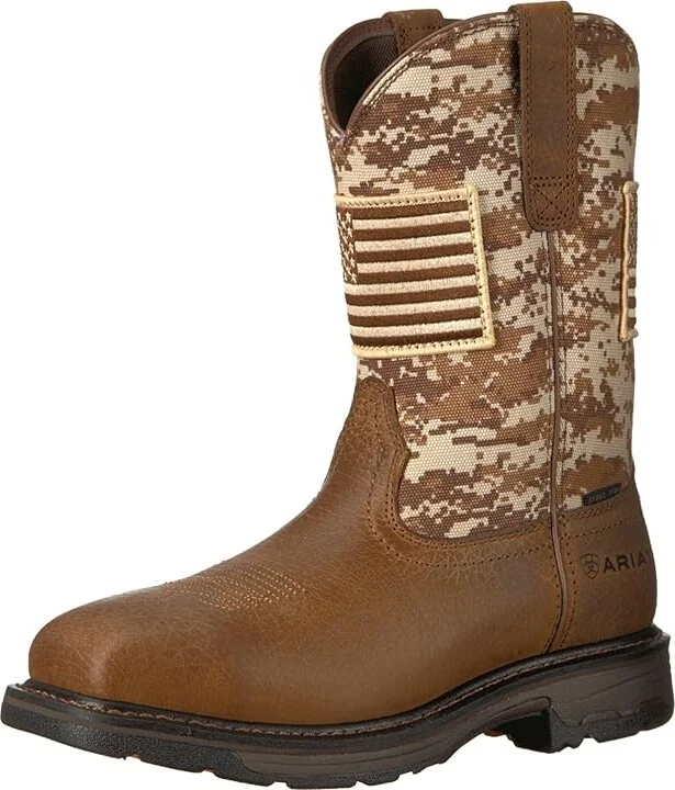 Ariat Workhog Patriot Steel Toe Cowboy Boots Earth/Sand Camo Print : 7 D - Medium, Leather/Textile - Image 2