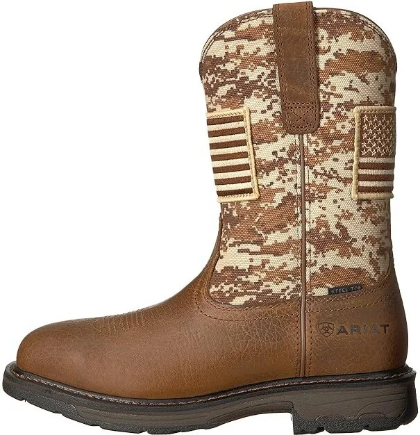 Ariat Workhog Patriot Steel Toe Cowboy Boots Earth/Sand Camo Print : 7 D - Medium, Leather/Textile - Image 7