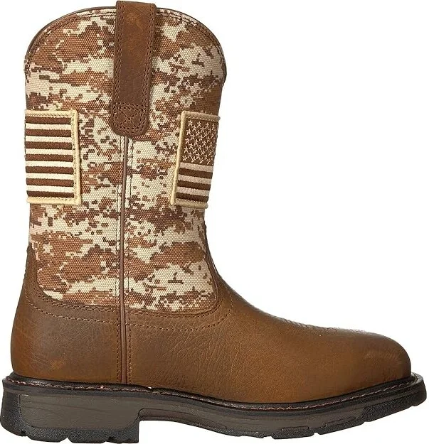 Ariat Workhog Patriot Steel Toe Cowboy Boots Earth/Sand Camo Print : 7 D - Medium, Leather/Textile - Image 8