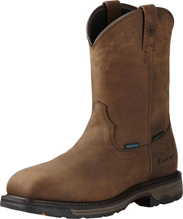 Ariat WorkHog Wellington Waterproof Composite Toe Work Boots - Men’s Western Leather Work Boot