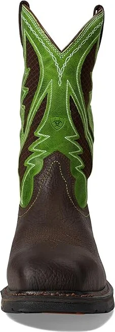 Ariat Workhog Wide Square Toe Venttek Composite Toe Men's Work Boots Bruin Brown/Grass Green : 8 D - Medium, Leather/Textile - Image 3
