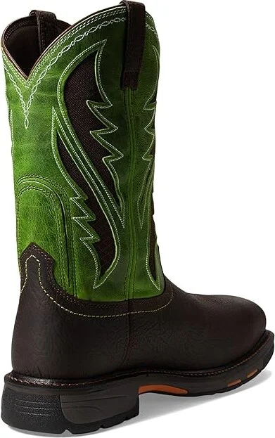 Ariat Workhog Wide Square Toe Venttek Composite Toe Men's Work Boots Bruin Brown/Grass Green : 8 D - Medium, Leather/Textile - Image 5