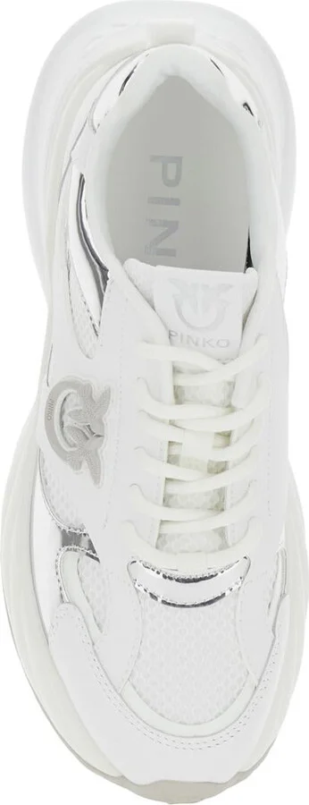 'Ariel 15' White Sneakers With Mirror Panels And Logo Patch On The Tongue In Tech Fabric Woman - Image 4