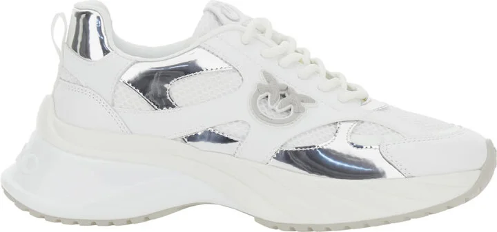 'ariel 15' White Sneakers With Mirror Panels And Logo Patch On The Tongue In Tech Fabric Woman
