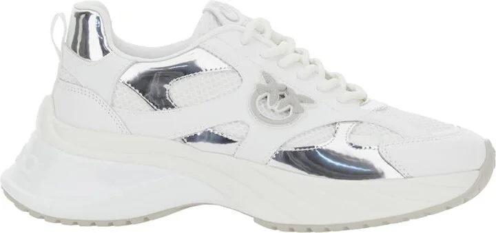 'Ariel 15' White Sneakers With Mirror Panels And Logo Patch On The Tongue In Tech Fabric Woman