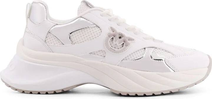 Ariel Leather Mesh And Leather Sneakers With Love Birds Detail