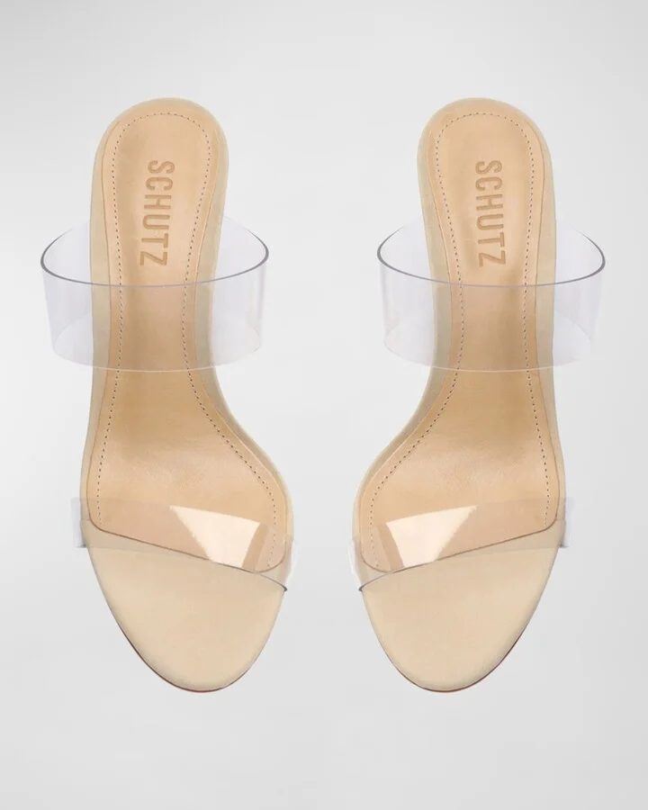 Ariella Strappy See-Through Vinyl Slide High-Heel Sandals - Image 4