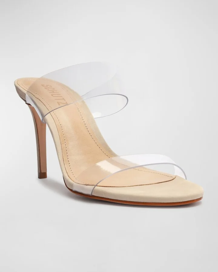Ariella Strappy See-Through Vinyl Slide High-Heel Sandals - Image 6