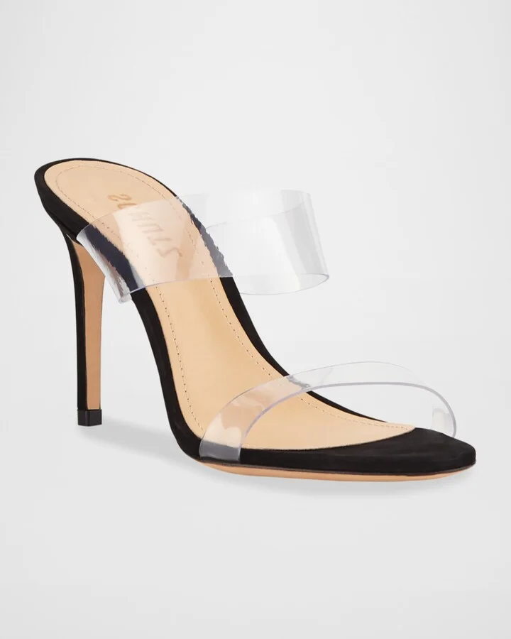 Ariella Strappy See-Through Vinyl Slide High-Heel Sandals - Image 9