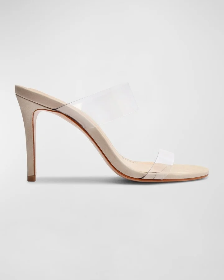 Ariella Strappy See-Through Vinyl Slide High-Heel Sandals