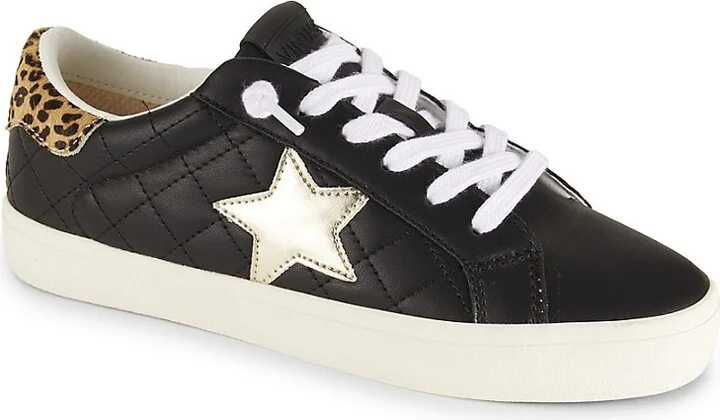 Arielle Star Calf Fur Trim Quilted Sneakers - Image 2
