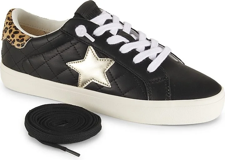 Arielle Star Calf Fur Trim Quilted Sneakers - Image 6