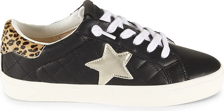 Arielle Star Calf Fur Trim Quilted Sneakers