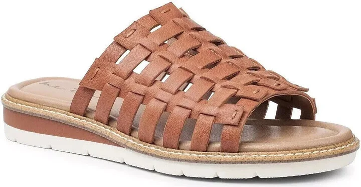 Arien Sandals Women's 6.5 Brown Leather Memory Foam Slip-On Slide KHD453