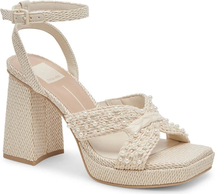 ARIES PEARL Womens Embellished Man Made Platform Heels