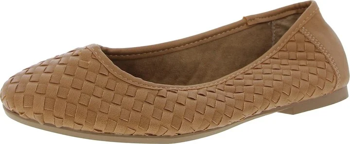 Ariinn Womens Woven Faux Leather Ballet Flats