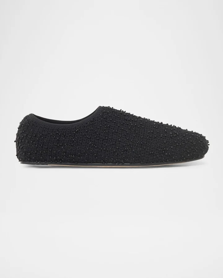 Aris Beaded Cashmere Ballerina Loafers