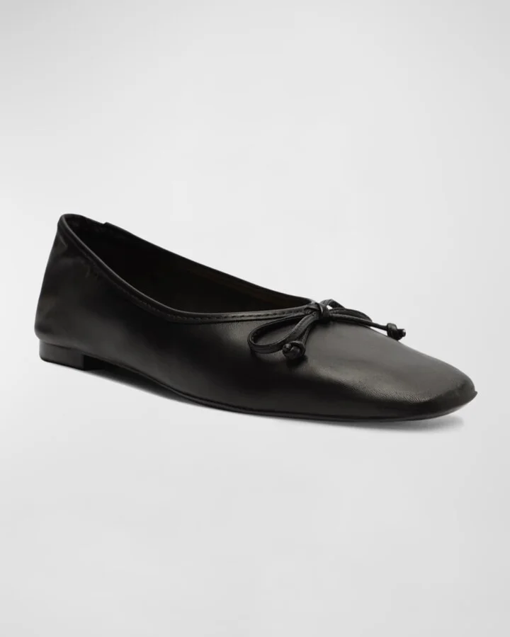 Arissa Leather Bow Ballerina Flats - Image 2