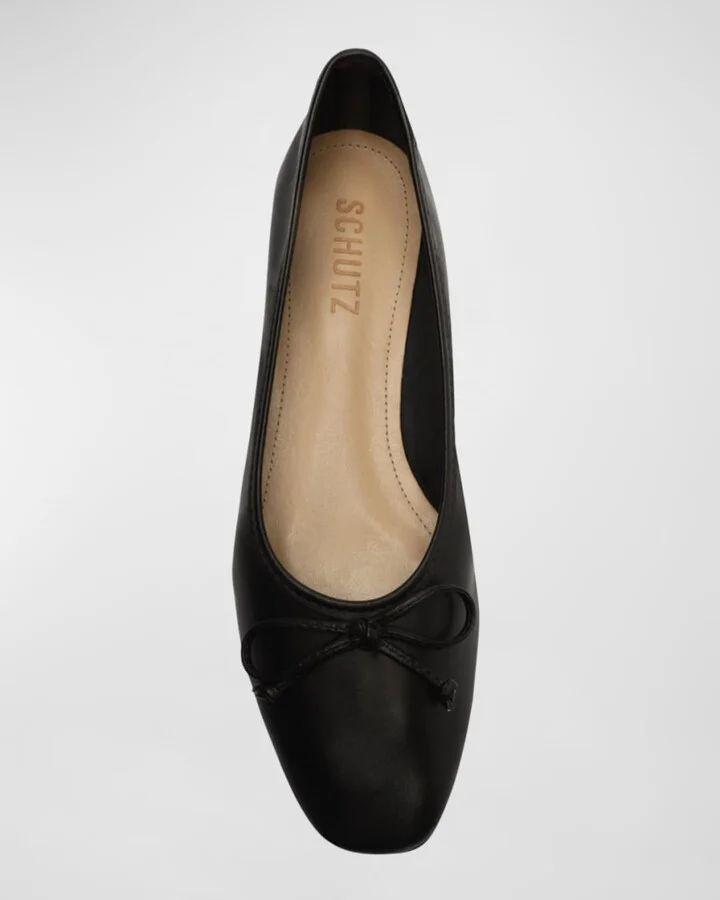 Arissa Leather Bow Ballerina Flats - Image 4