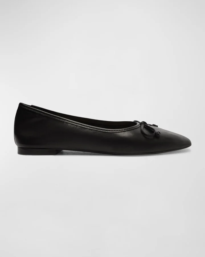 Arissa Leather Bow Ballerina Flats