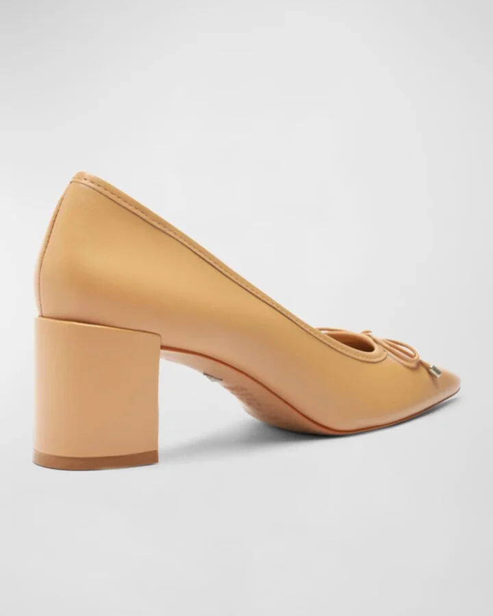 Arissa Leather Bow Square-Toe Pumps - Image 3