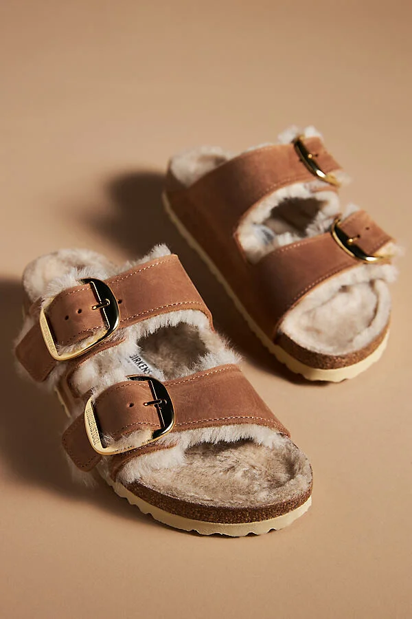 Arizona Big Buckle Shearling Sandals - Image 2