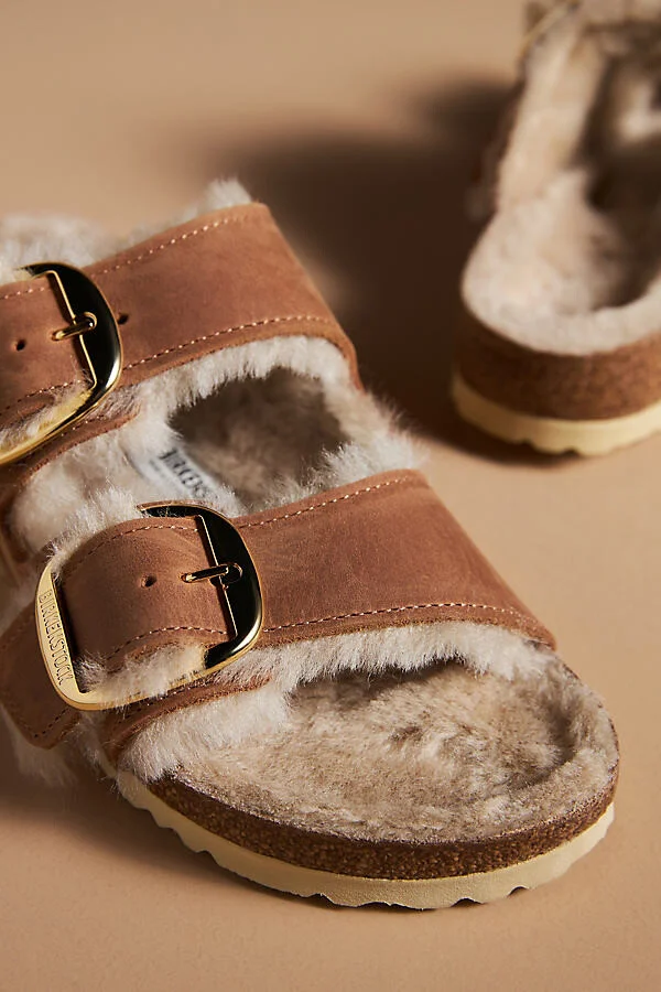 Arizona Big Buckle Shearling Sandals - Image 3