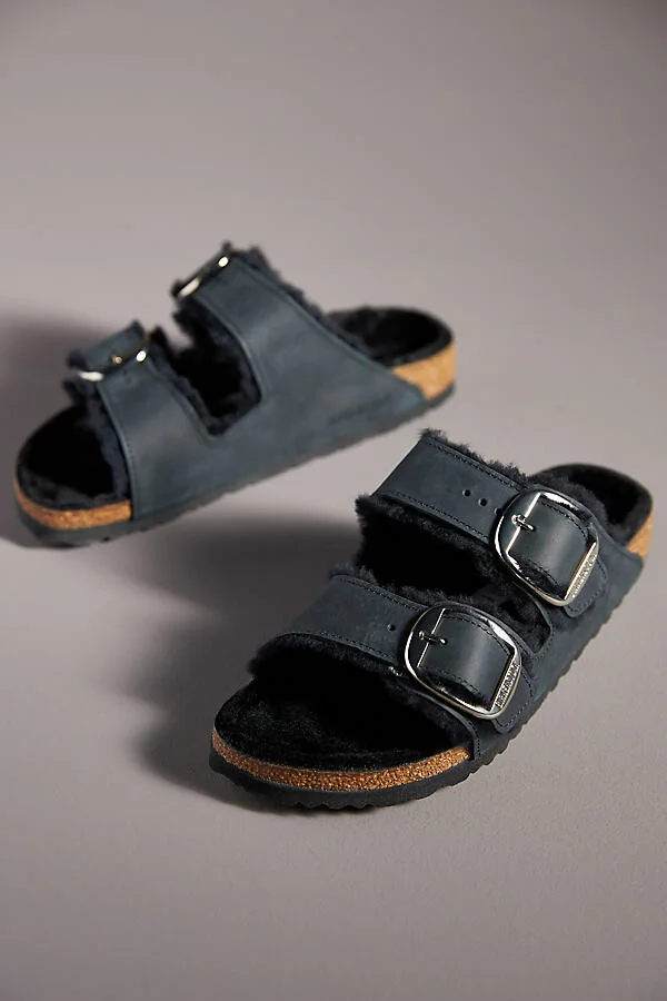 Arizona Big Buckle Shearling Sandals - Image 2