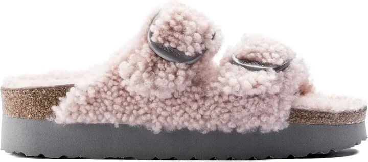 Arizona Big Buckle shearling "Teddy Crystal Rose" sandals
