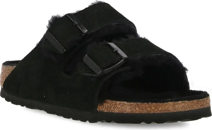 'Arizona' Black Sandals With Logo Lettering On The Buckle In Suede Woman - Image 2