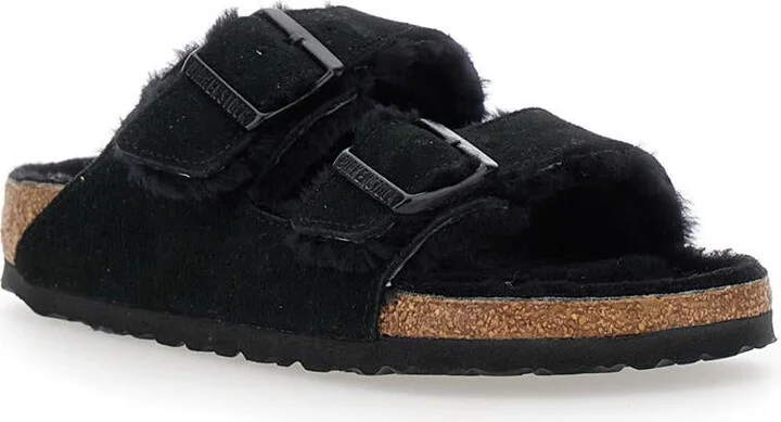 'Arizona' Black Sandals With Logo Lettering On The Buckle In Suede Woman - Image 2