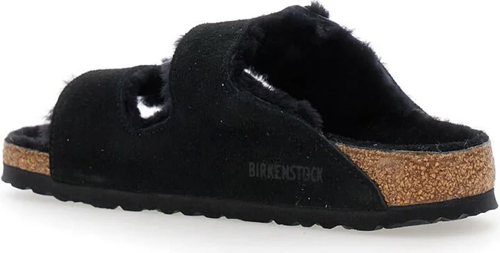'Arizona' Black Sandals With Logo Lettering On The Buckle In Suede Woman - Image 3