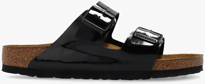 ‘Arizona BS’ Leather Slides, , - Black