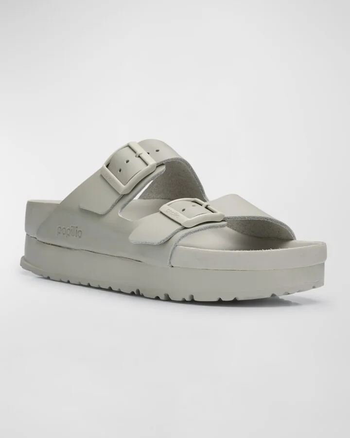 Arizona Exquisite Leather Dual-Buckle Platform Sandals - Image 7