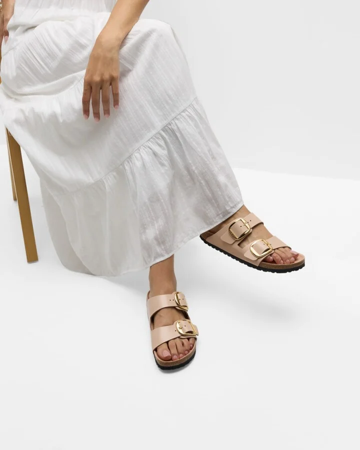 Arizona Leather Dual-Buckle Slide Sandals - Image 5
