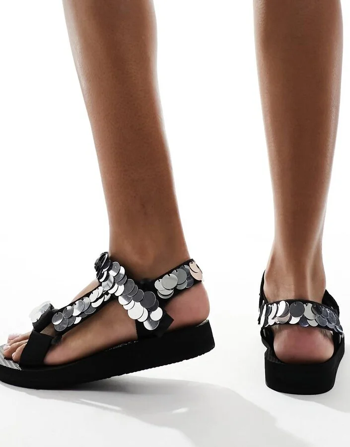 Arizona Love Trekky sequin sandals in black - Image 4