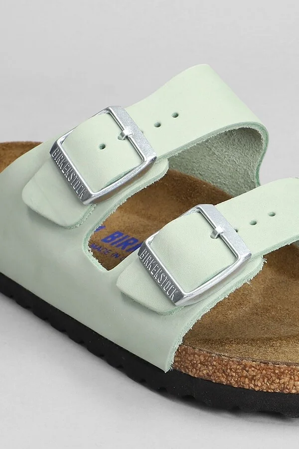 Arizona Sfb Flats In Green Leather - Image 5