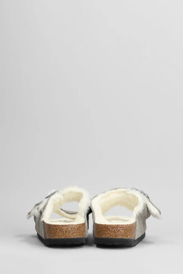 Arizona Shearling Flats In Grey Suede - Image 4
