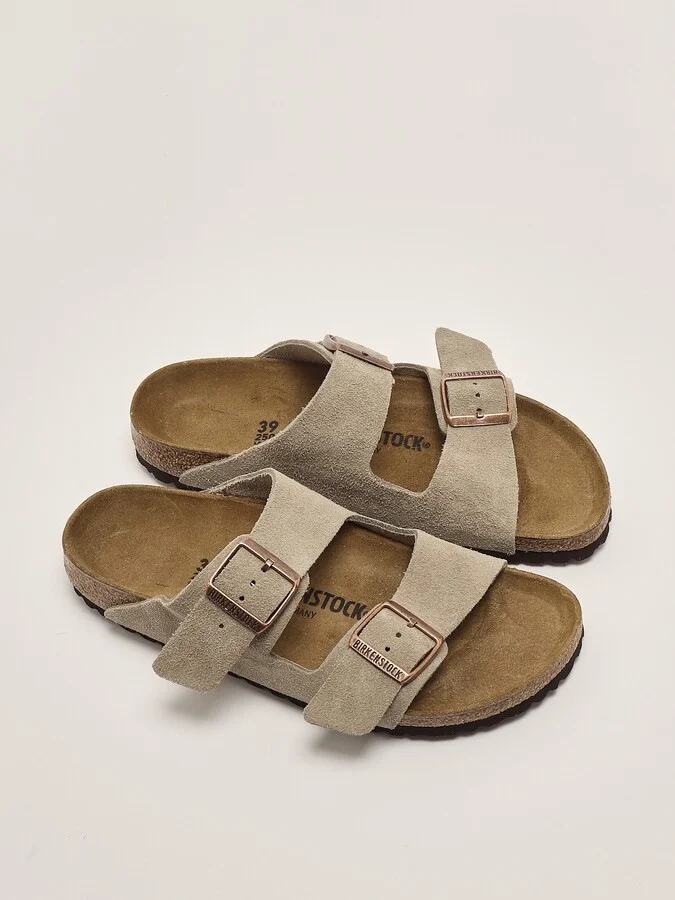 Arizona Taupe Suede Leather Sandal - Image 2