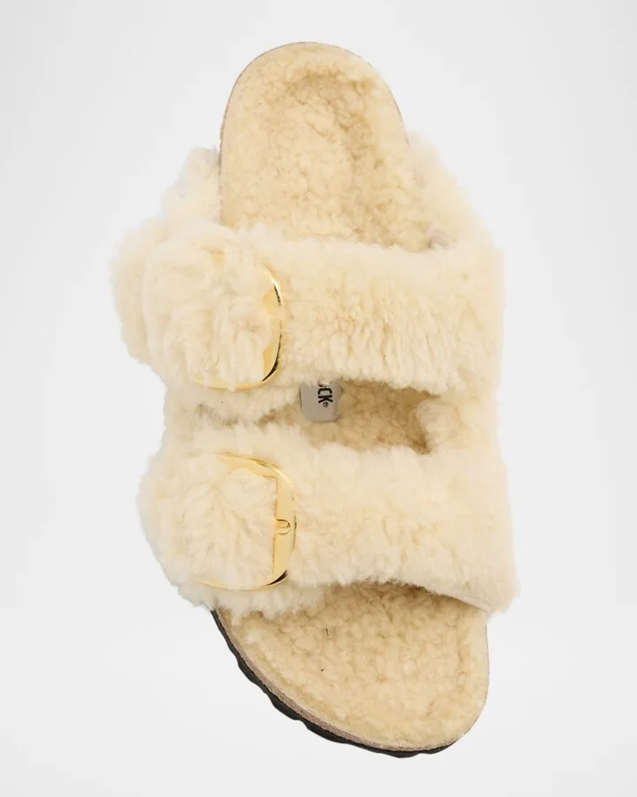 Arizona Teddy Shearling Dual Buckle Sandals - Image 3