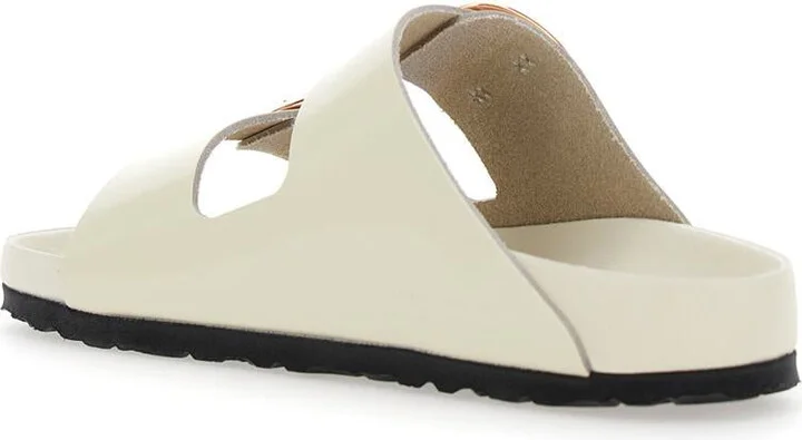 'Arizona' White Sandals With Embossed Logo On The Buckle And Open Toe In Leather Woman - Image 2