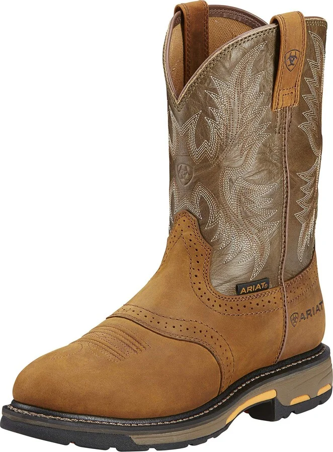 ARJ3S Mens Workhog Work Boot Aged Bark/Army Green 12 Narrow