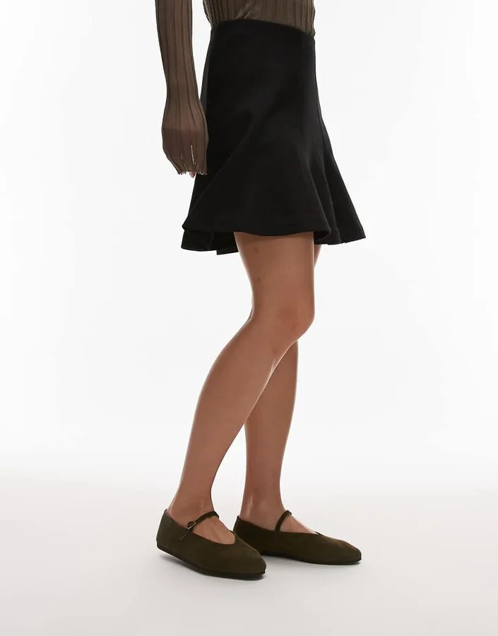 ARKET mary jane suede ballet flats in khaki - Image 3