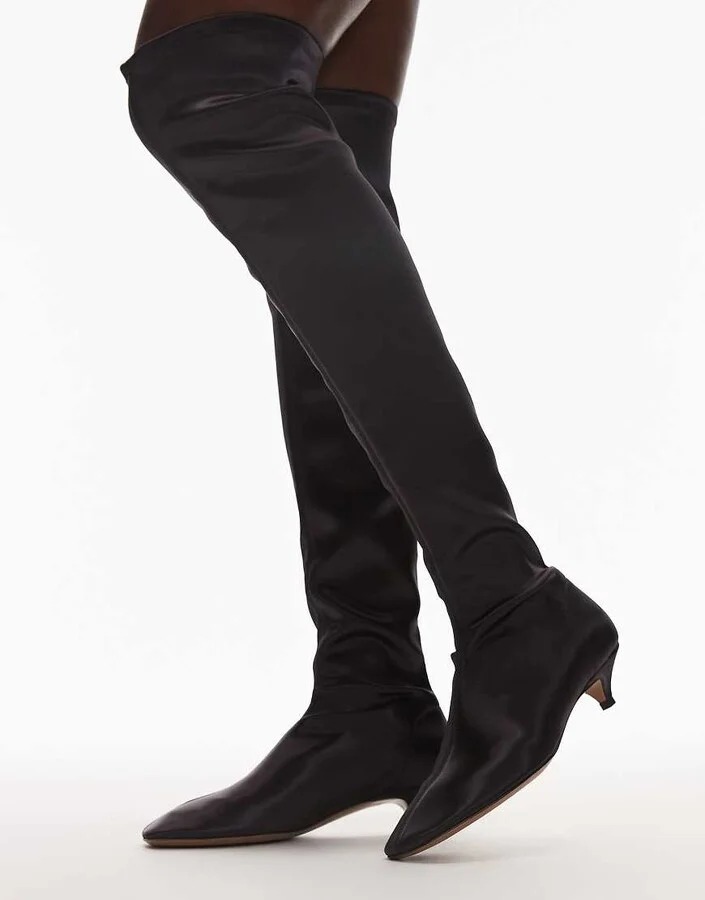 ARKET real leather over the knee boots in dark burgundy - Image 3
