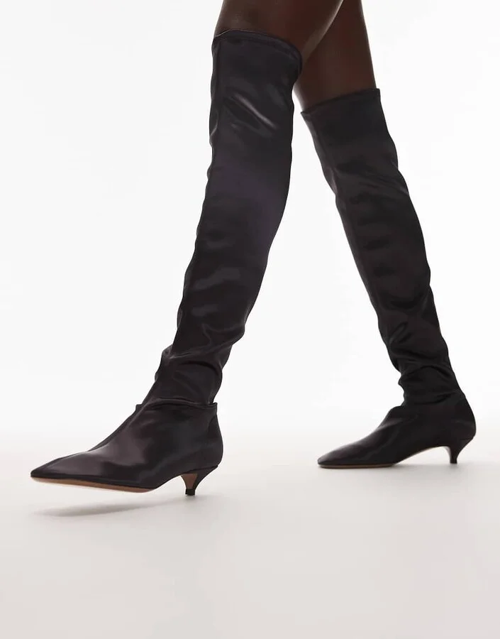 ARKET real leather over the knee boots in dark burgundy