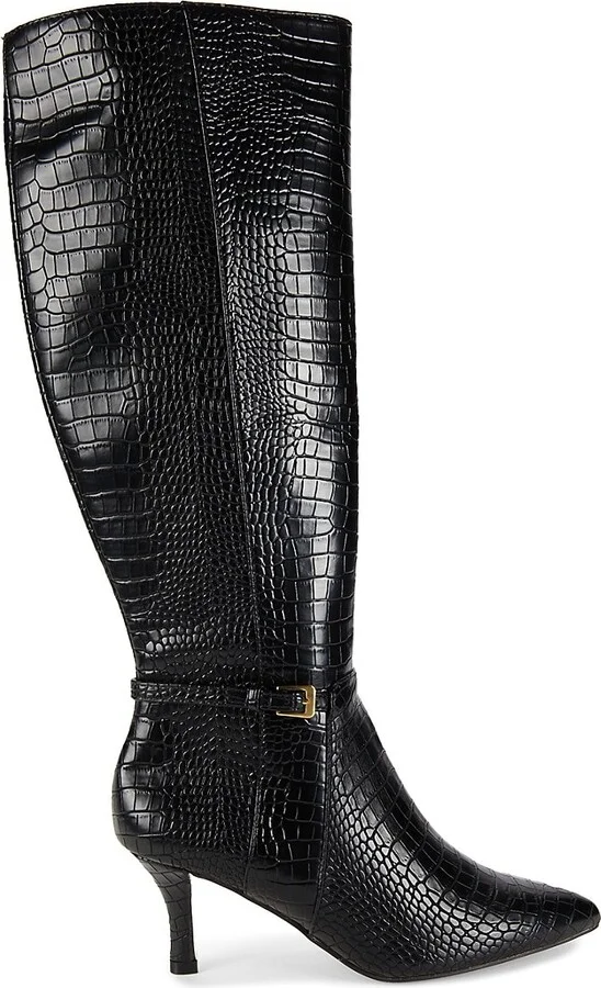 Arlie 64MM Croc Embossed Knee Boots