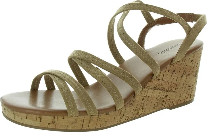 Arloo Womens Strappy Canvas Wedge Sandals