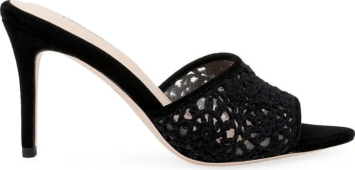 Armande 85MM Suede Crochet Mules